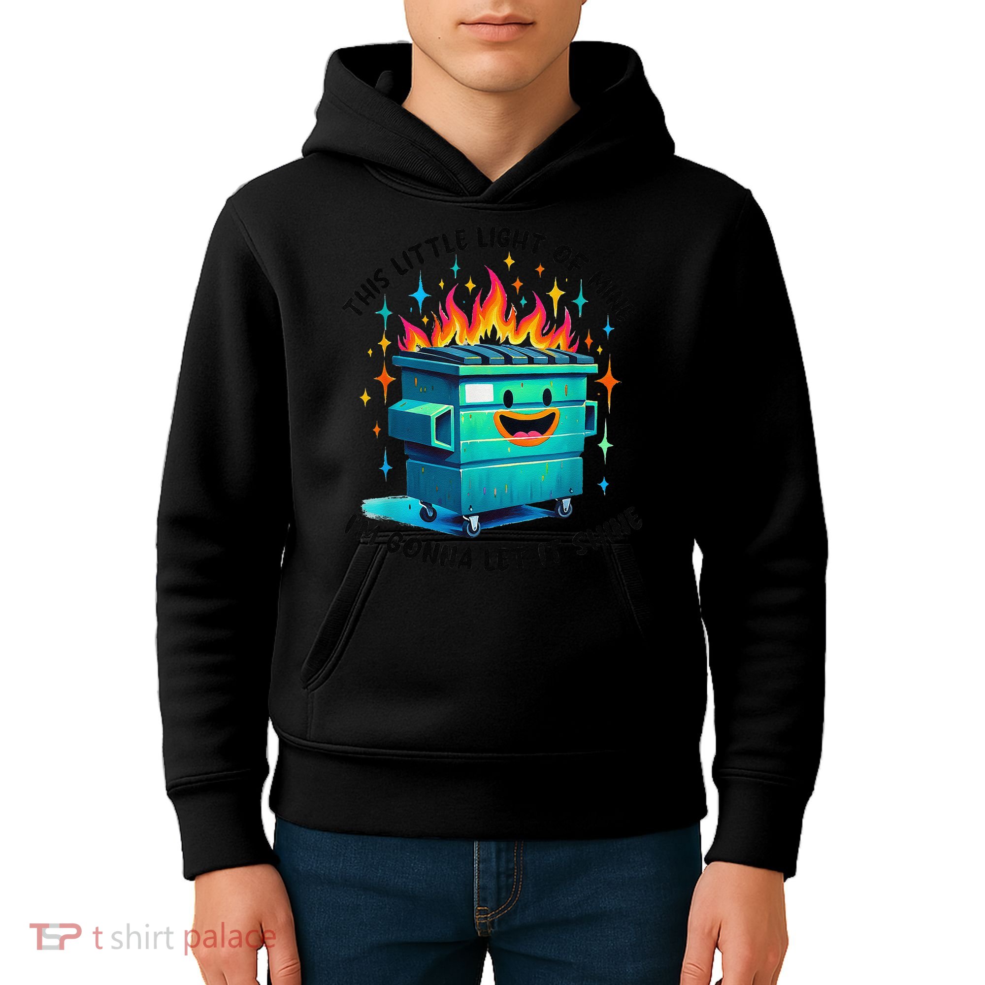 Funny Groovy This Little Lightof Mine Lil Dumpster Fire Kids Hoodie