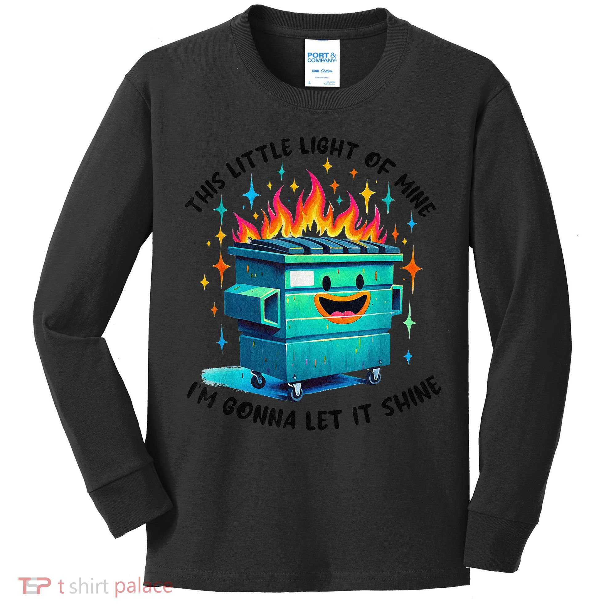 Funny Groovy This Little Lightof Mine Lil Dumpster Fire Kids Long Sleeve Shirt