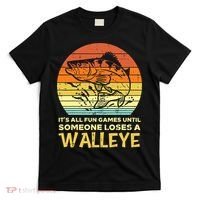 Fun Games Until Someone Loses Walleye Retro Ice Fishing Dad T-Shirt thumb 0