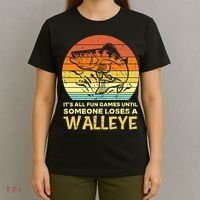 Fun Games Until Someone Loses Walleye Retro Ice Fishing Dad T-Shirt thumb 4
