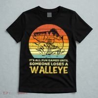 Fun Games Until Someone Loses Walleye Retro Ice Fishing Dad T-Shirt thumb 5