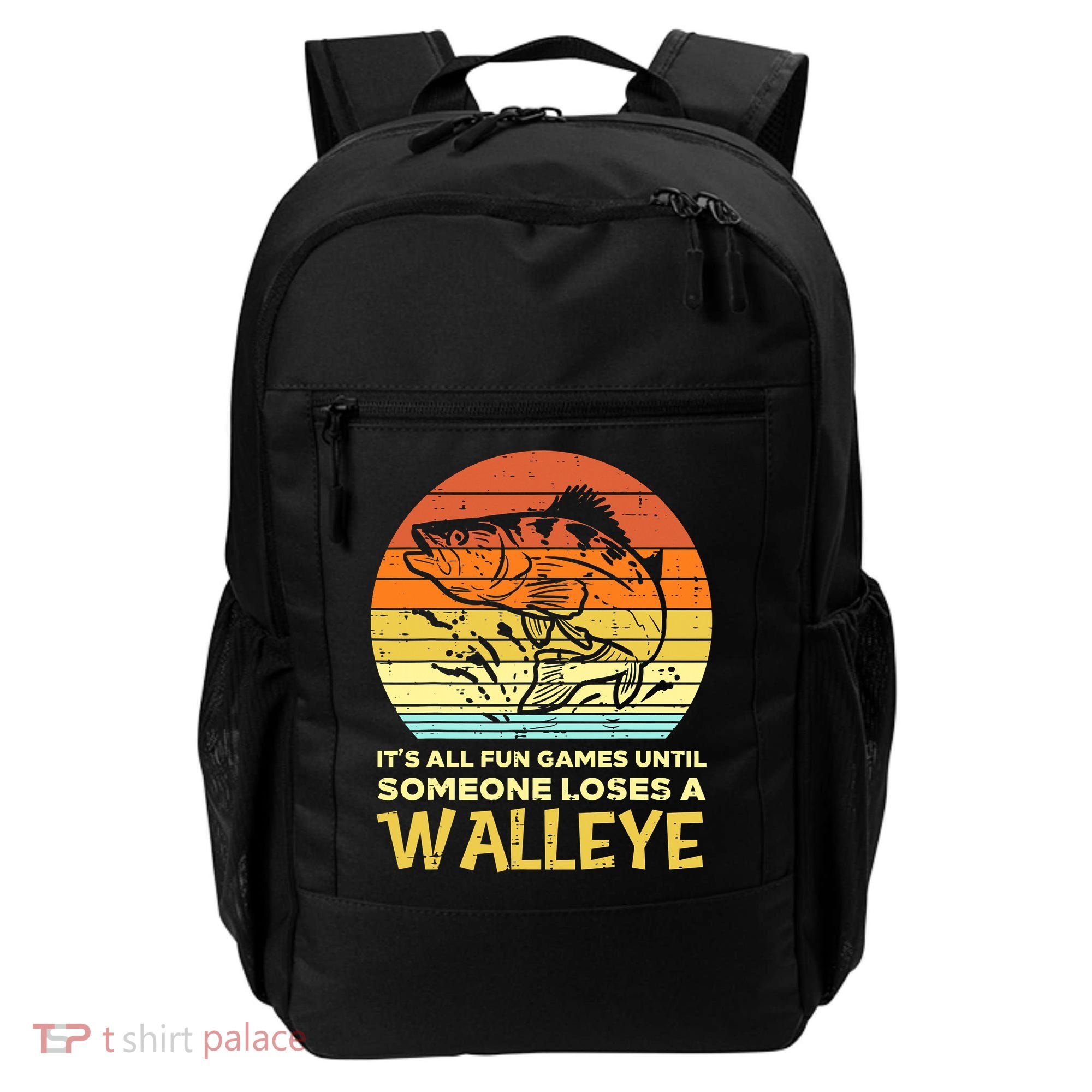 Fun Games Until Someone Loses Walleye Retro Ice Fishing Dad Backpack