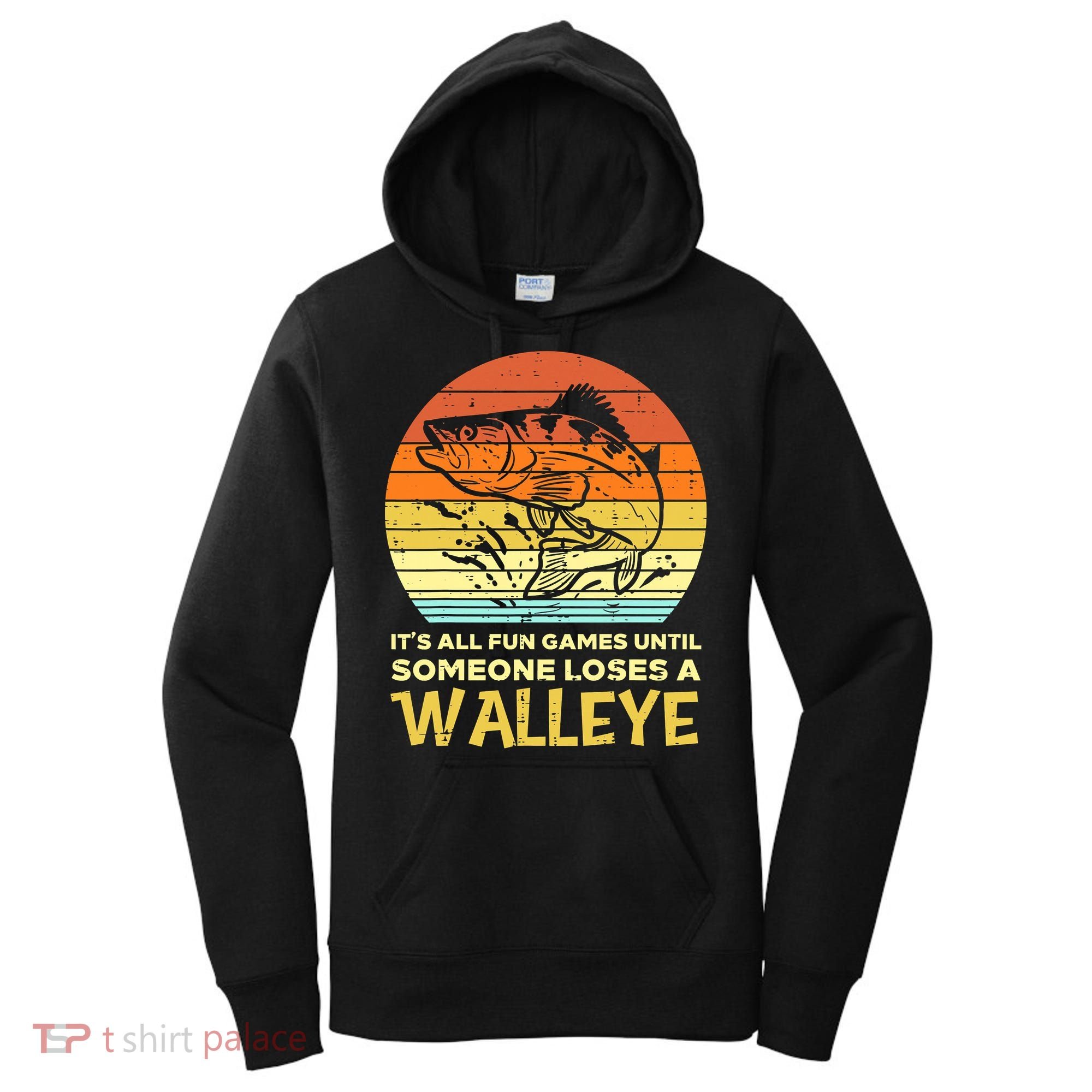 Fun Games Until Someone Loses Walleye Retro Ice Fishing Dad Women's Hoodie