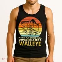 Fun Games Until Someone Loses Walleye Retro Ice Fishing Dad Tank Top thumb 3