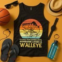 Fun Games Until Someone Loses Walleye Retro Ice Fishing Dad Tank Top thumb 4