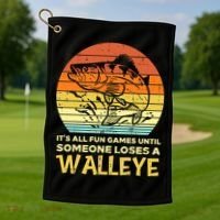 Fun Games Until Someone Loses Walleye Retro Ice Fishing Dad Golf Towel thumb 1