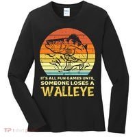 Fun Games Until Someone Loses Walleye Retro Ice Fishing Dad Women's Long Sleeve Shirt thumb 0