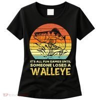 Fun Games Until Someone Loses Walleye Retro Ice Fishing Dad Women's T-Shirt thumb 0