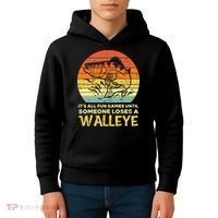 Fun Games Until Someone Loses Walleye Retro Ice Fishing Dad Kids Hoodie thumb 4
