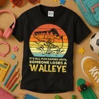 Fun Games Until Someone Loses Walleye Retro Ice Fishing Dad Kids T-Shirt thumb 3