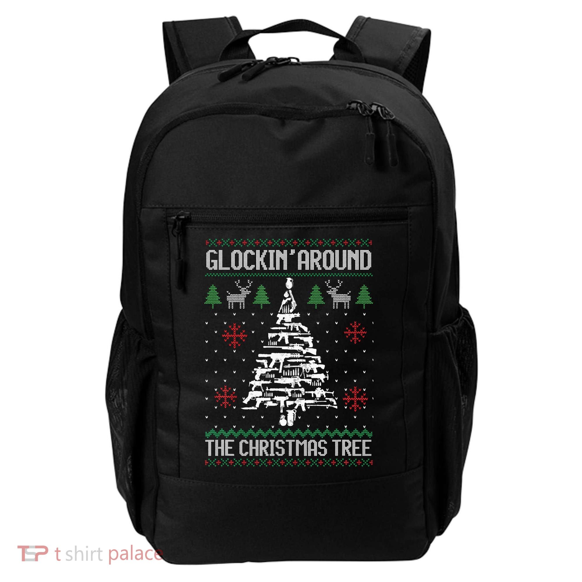 Funny Guns Ugly Christmas Sweaters for Gun Lovers Backpack
