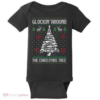 Funny Guns Ugly Christmas Sweaters for Gun Lovers Baby Bodysuit