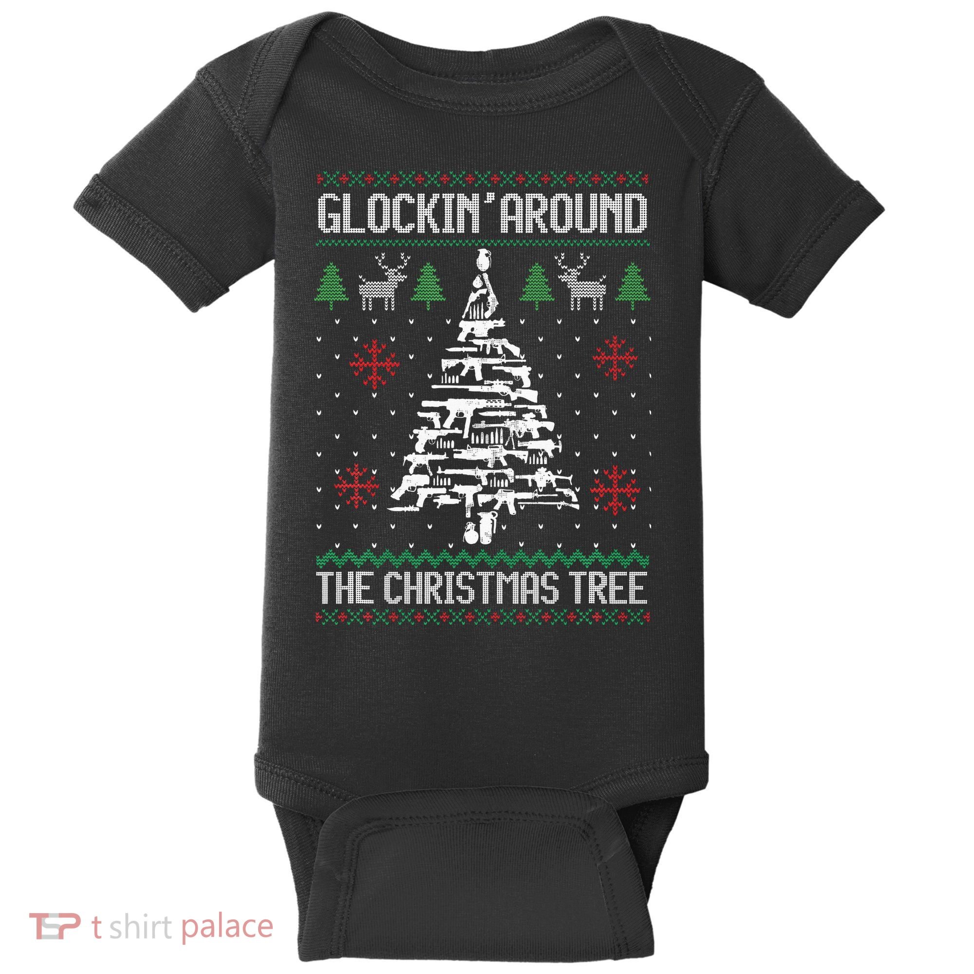 Funny Guns Ugly Christmas Sweaters for Gun Lovers Baby Bodysuit