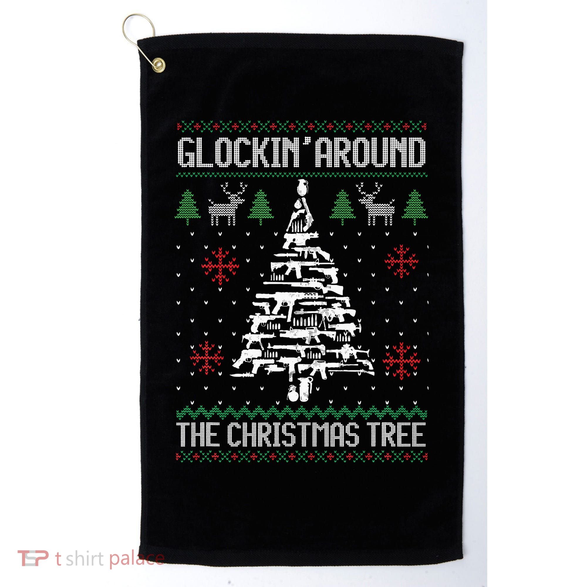 Funny Guns Ugly Christmas Sweaters for Gun Lovers Golf Towel
