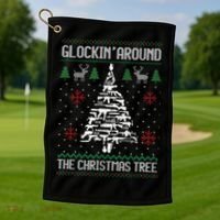 Funny Guns Ugly Christmas Sweaters for Gun Lovers Golf Towel thumb 1