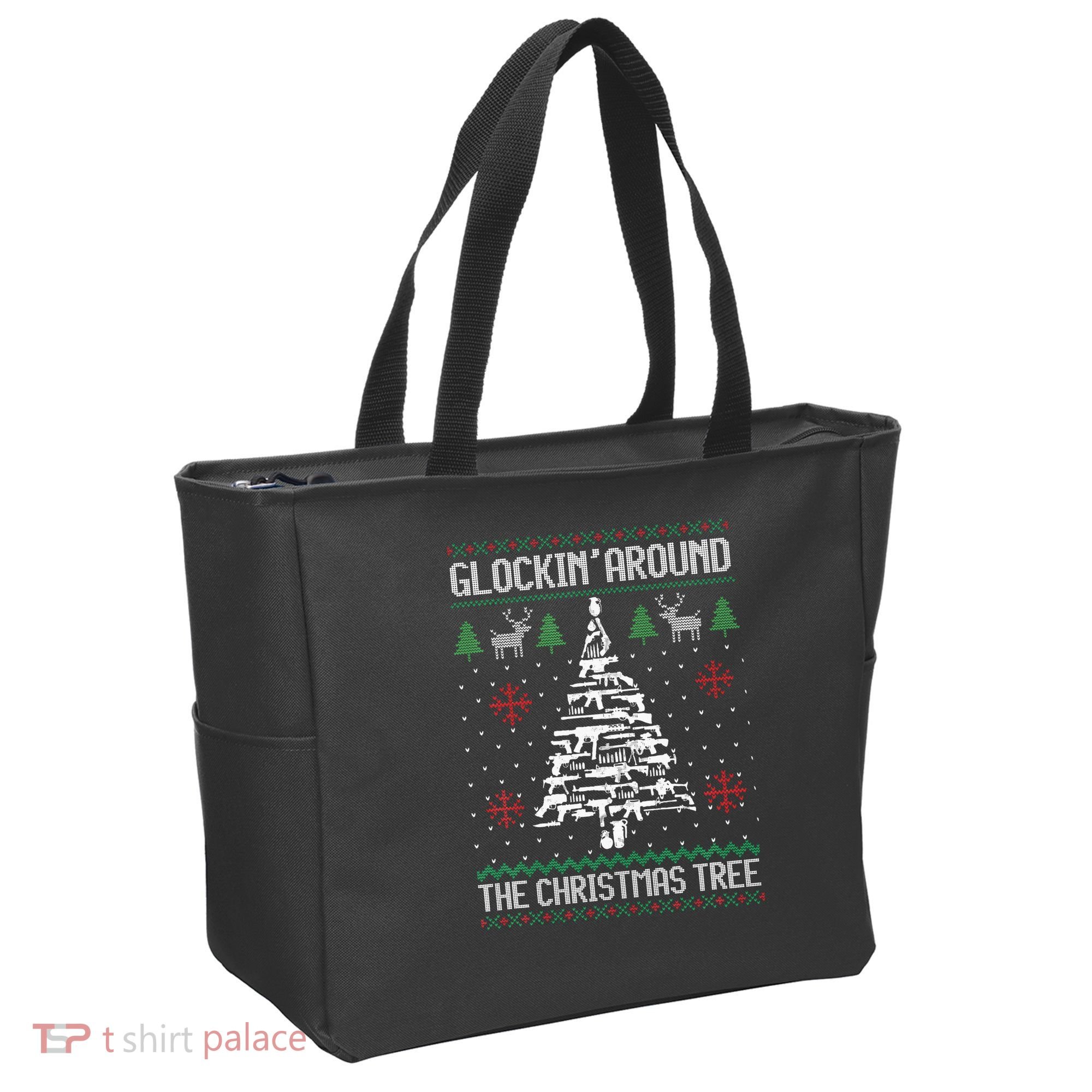 Funny Guns Ugly Christmas Sweaters for Gun Lovers Tote Bag