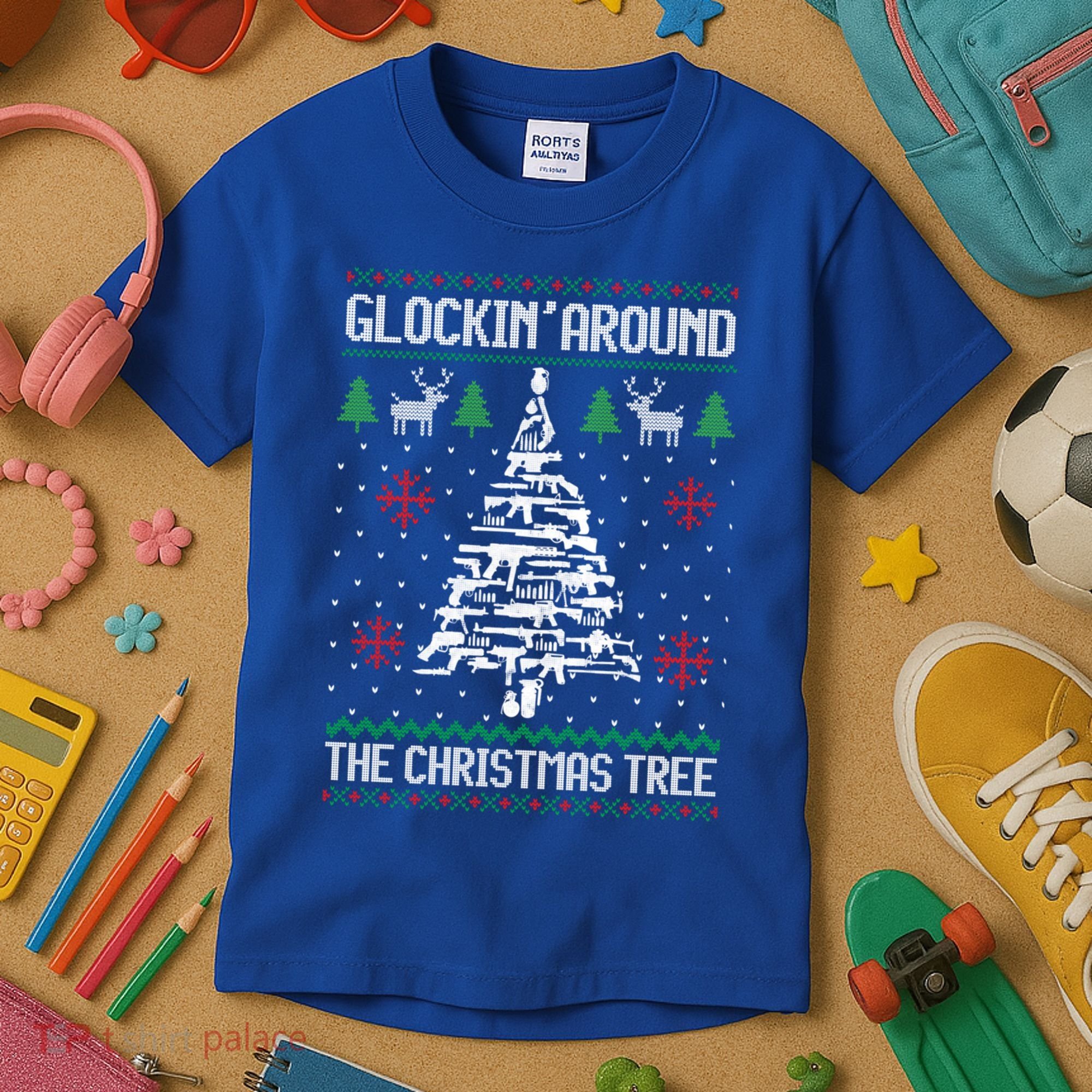 Funny Guns Ugly Christmas For Gun Lovers Meaningful Gift Kids T-Shirt
