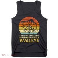 Fun Games Until Someone Loses Walleye Retro Ice Fishing Dad Tank Top thumb 0