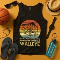 Fun Games Until Someone Loses Walleye Retro Ice Fishing Dad Tank Top thumb 4
