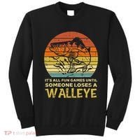 Fun Games Until Someone Loses Walleye Retro Ice Fishing Dad Sweatshirt thumb 0
