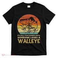 Fun Games Until Someone Loses Walleye Retro Ice Fishing Dad T-Shirt thumb 0