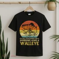 Fun Games Until Someone Loses Walleye Retro Ice Fishing Dad T-Shirt thumb 2