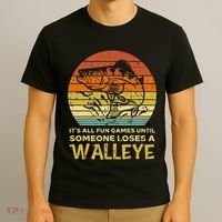 Fun Games Until Someone Loses Walleye Retro Ice Fishing Dad T-Shirt thumb 3