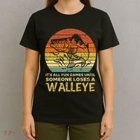 Fun Games Until Someone Loses Walleye Retro Ice Fishing Dad T-Shirt thumb 4
