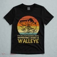 Fun Games Until Someone Loses Walleye Retro Ice Fishing Dad T-Shirt thumb 5
