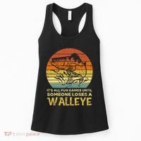Fun Games Until Someone Loses Walleye Retro Ice Fishing Dad Women's Tank Top thumb 0