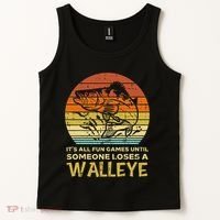 Fun Games Until Someone Loses Walleye Retro Ice Fishing Dad Tank Top thumb 2