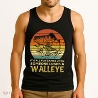 Fun Games Until Someone Loses Walleye Retro Ice Fishing Dad Tank Top thumb 3