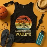 Fun Games Until Someone Loses Walleye Retro Ice Fishing Dad Tank Top thumb 4