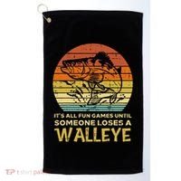 Fun Games Until Someone Loses Walleye Retro Ice Fishing Dad Golf Towel thumb 0