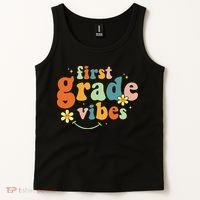 First Grade Vibes 1st Grade Team Retro 1st Day Of School Tank Top thumb 2