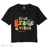 First Grade Vibes 1st Grade Team Retro 1st Day Of School Women's Crop Top Tee thumb 0