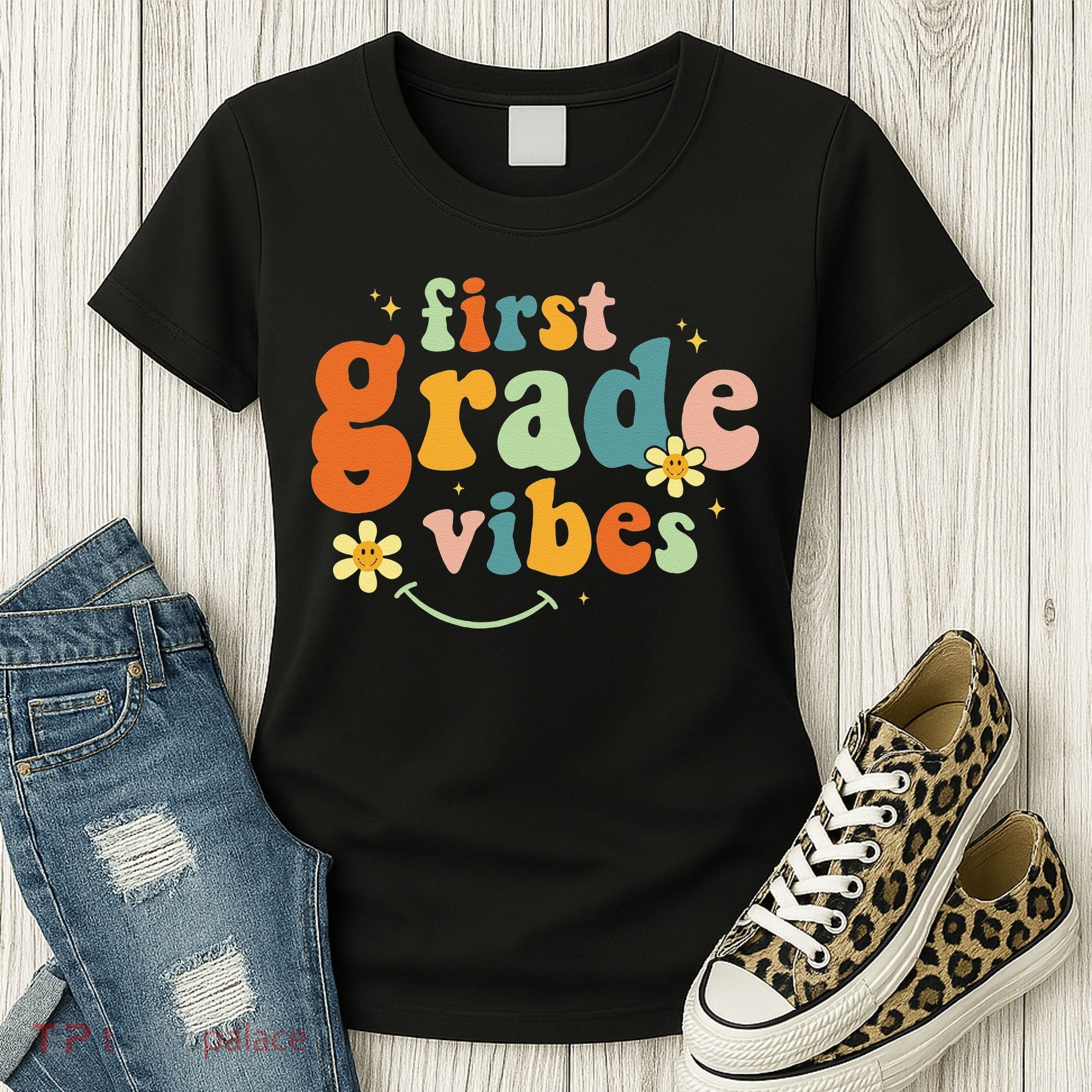 First Grade Vibes 1st Grade Team Retro 1st Day Of School Women's T-Shirt