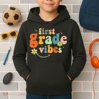 First Grade Vibes 1st Grade Team Retro 1st Day Of School Kids Hoodie thumb 2