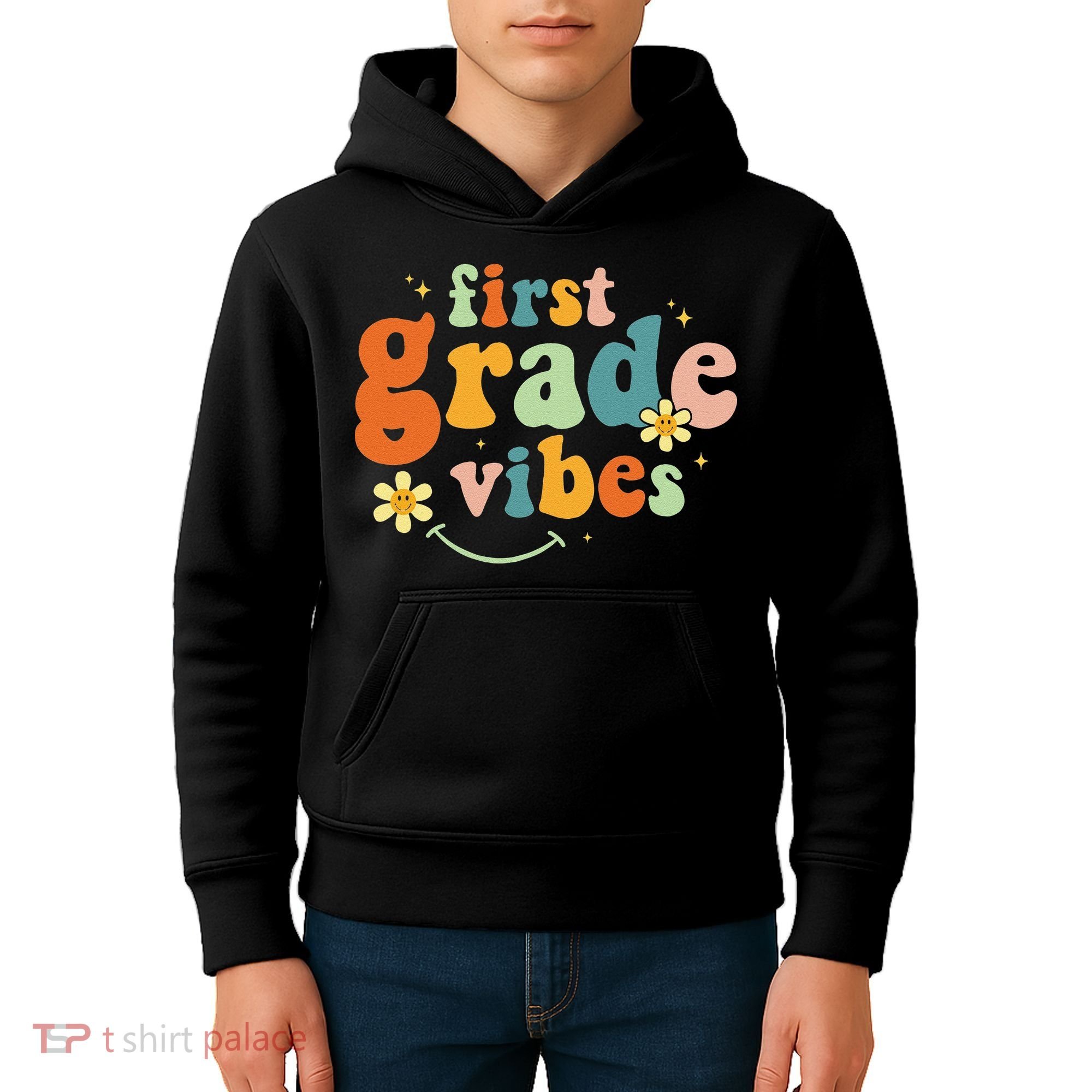 First Grade Vibes 1st Grade Team Retro 1st Day Of School Kids Hoodie