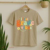First Grade Vibes 1st Grade Team Retro 1st Day Of School T-Shirt thumb 2