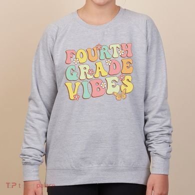 Fourth Grade Vibes Hello Team 4th Grade Teacher Retro Women's Sweatshirt