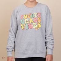 Fourth Grade Vibes Hello Team 4th Grade Teacher Retro Women's Sweatshirt thumb 0