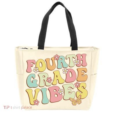 Fourth Grade Vibes Hello Team 4th Grade Teacher Retro Tote Bag