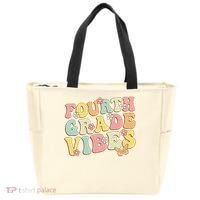 Fourth Grade Vibes Hello Team 4th Grade Teacher Retro Tote Bag thumb 0