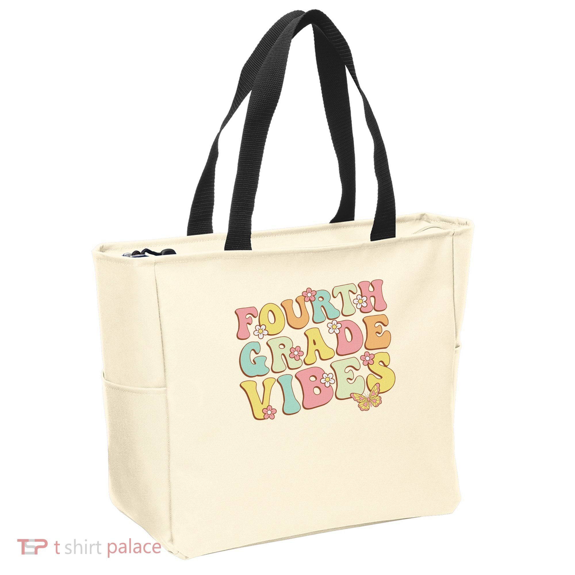 Fourth Grade Vibes Hello Team 4th Grade Teacher Retro Tote Bag