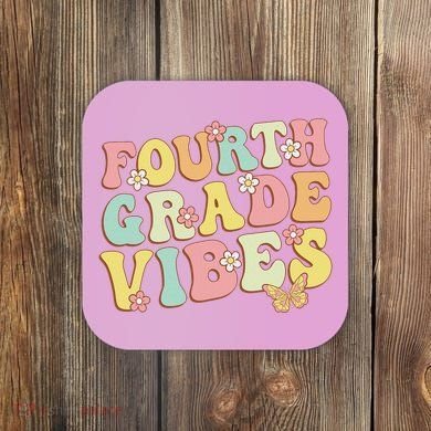 Fourth Grade Vibes Hello Team 4th Grade Teacher Retro Coaster