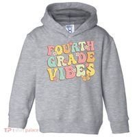 Fourth Grade Vibes Hello Team 4th Grade Teacher Retro Toddler Hoodie thumb 0