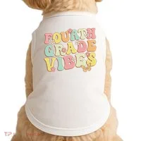 Fourth Grade Vibes Hello Team 4th Grade Teacher Retro Doggie Tank thumb 0
