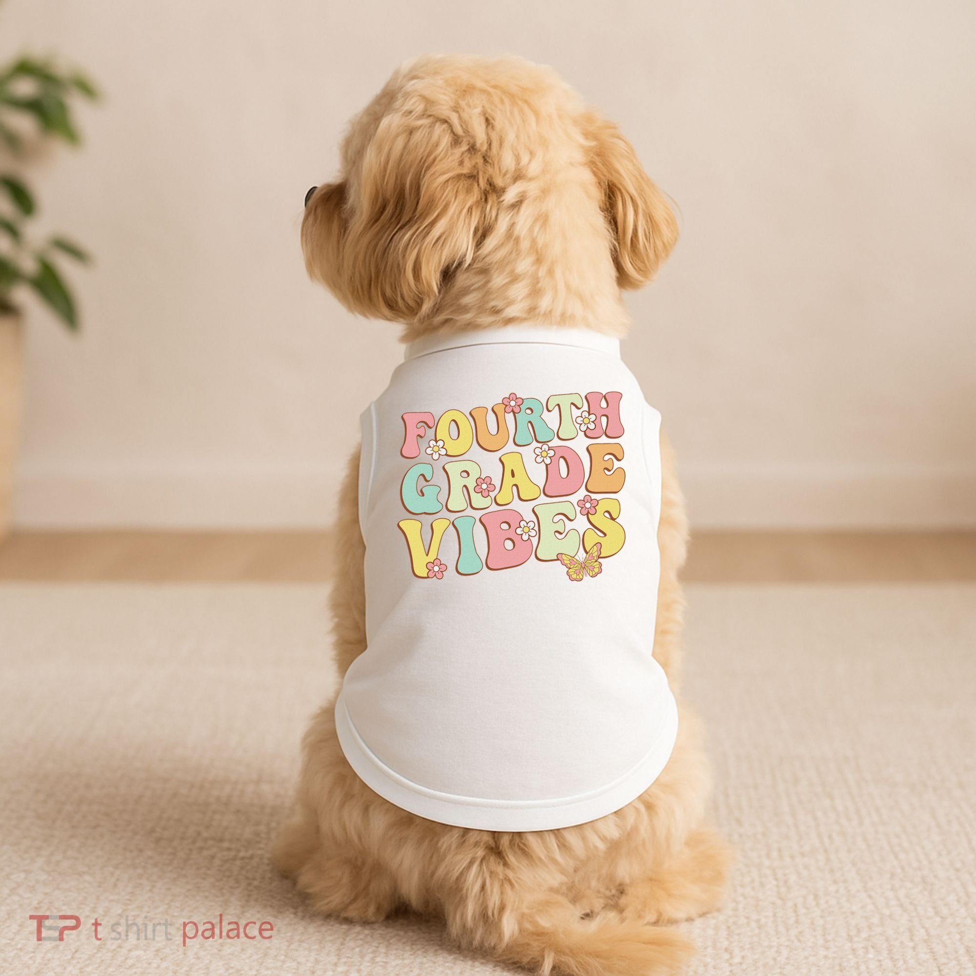 Fourth Grade Vibes Hello Team 4th Grade Teacher Retro Doggie Tank