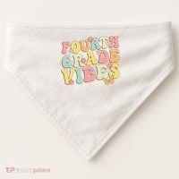 Fourth Grade Vibes Hello Team 4th Grade Teacher Retro USA-Made Doggie Bandana thumb 0